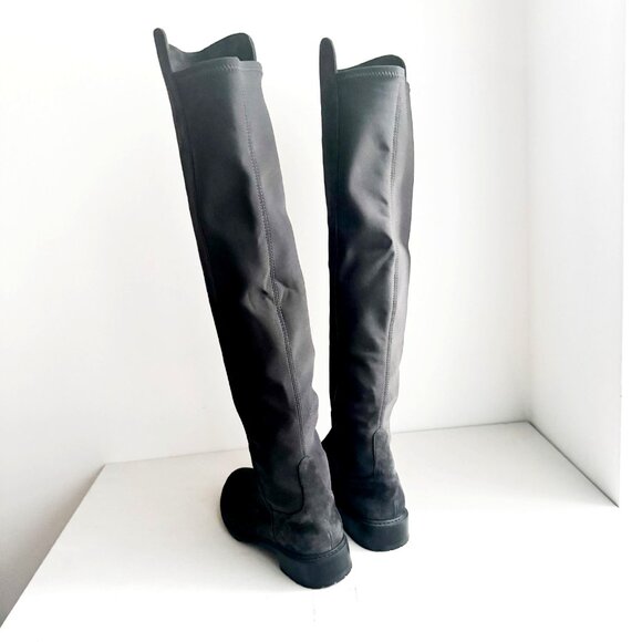 Stuart Weitzman Dark Grey Suede Stretch Back Over the Knee Boots 10.5 - Picture 2 of 11